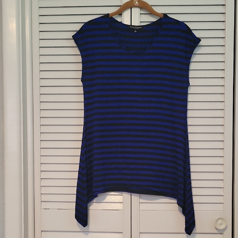 Striped Blue and Black Women's Tunic Top
